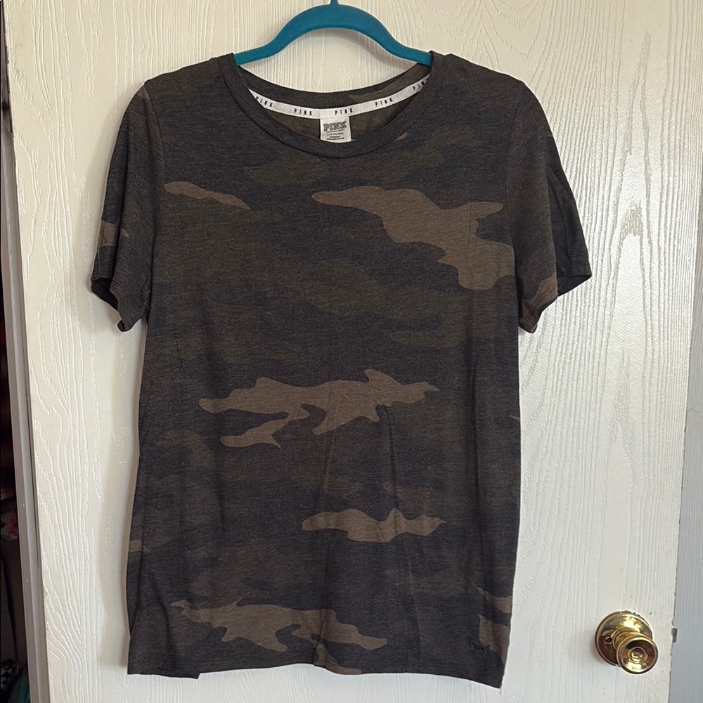 PINK Victoria's Secret Camo Short Sleeve Tee